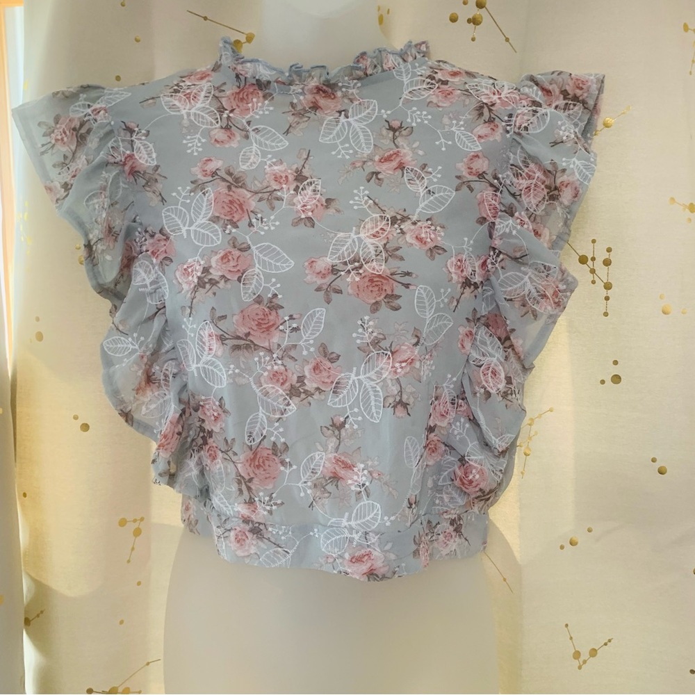 Romantic crop top with rose design. Sweet and sassy at the same time size M/L💫